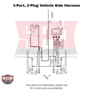 UltraMount 2 MidWeight Plow Vehicle Side Harness Diagram, 3-Port 2-Plug