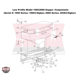 Western Low Profile Tailgate Salt Spreader 1000/2000 Hopper Components